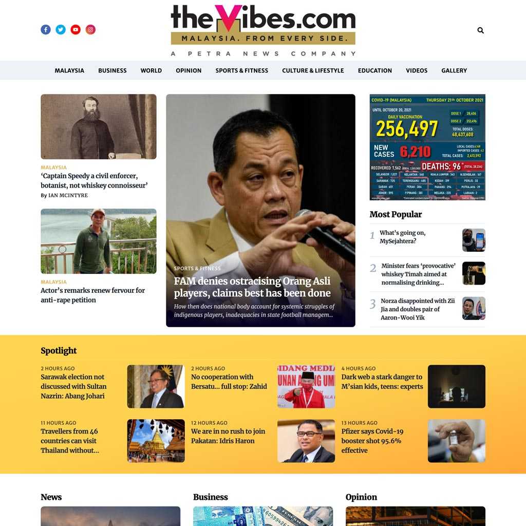Simple and clean website design for The Vibes on desktop view.